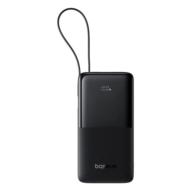 Baterie externa Baseus Bipow 2 (P10077101113-00), with Built-in USB-C Cable, Type-C, USB, Smart Display, 10000mAh, 20W, Negru