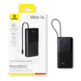 Baterie externa Baseus Bipow 2 (P10077101113-00), with Built-in USB-C Cable, Type-C, USB, Smart Display, 10000mAh, 20W, Negru