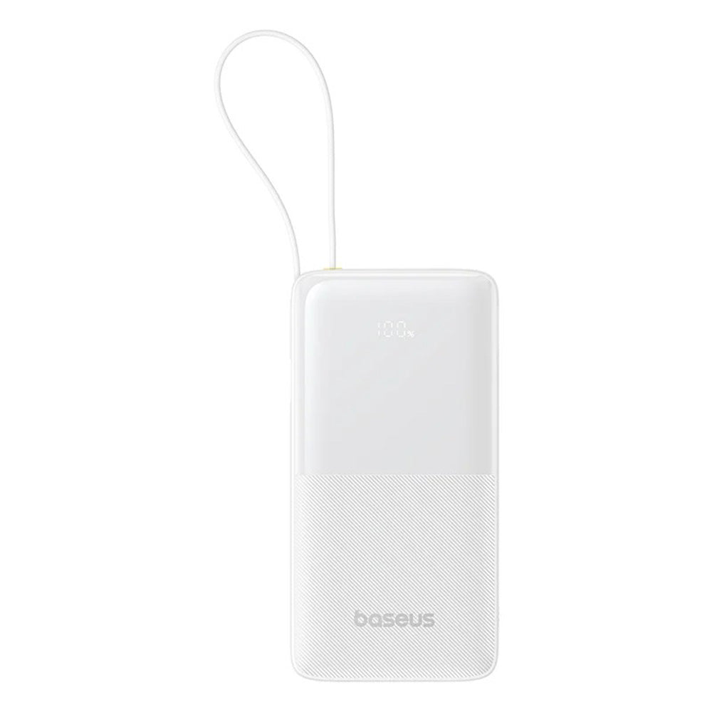 Baterie externa Baseus Bipow 2 (P10077101213-00), with Built-in USB-C Cable, Type-C, USB, Smart Display, 10000mAh, 20W, Alb