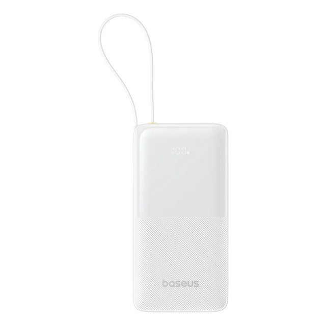 Baterie externa Baseus Bipow 2 (P10077101213-00), with Built-in USB-C Cable, Type-C, USB, Smart Display, 10000mAh, 20W, Alb