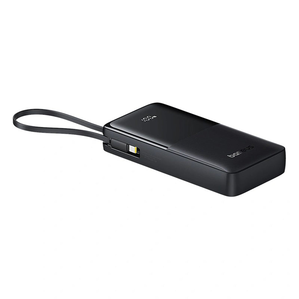 Baterie externa Baseus Bipow 2 (P10077101113-01), with Built-in USB-C Cable, Type-C, USB, Smart Display, 20000mAh, 20W, Negru
