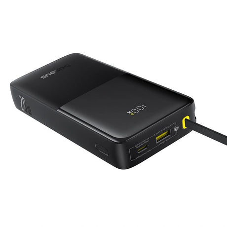 Baterie externa Baseus Bipow 2 (P10077101113-01), with Built-in USB-C Cable, Type-C, USB, Smart Display, 20000mAh, 20W, Negru