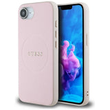Husa de protectie Guess Grained Gold Ring MagSafe (GUHMPSE4PGHSMMP) compatibil cu iPhone 16e / iPhone 17e, Roz