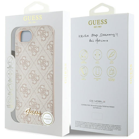 Husa de protectie Guess Hardcase 4G Script Logo (GUHMPSE4HG4SHP) compatibil cu iPhone 16e / iPhone 17e, Roz