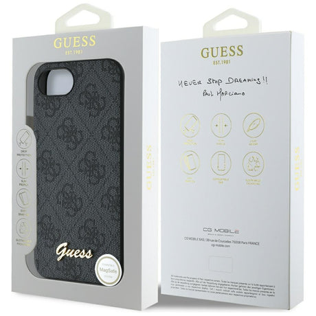 Husa de protectie Guess Hardcase 4G Script Logo (GUHMPSE4HG4SHK) compatibil cu iPhone 16e / iPhone 17e, Negru
