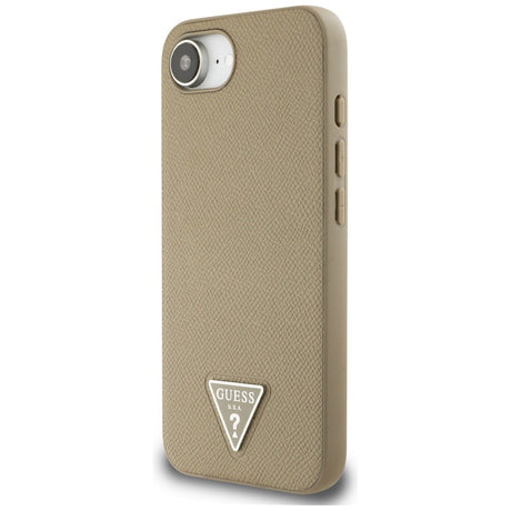 Husa de protectie Guess Grained PU Triangle Logo MagSafe (GUHMPSE4PGTSPSW) compatibil cu iPhone 16e / iPhone 17e, Maro