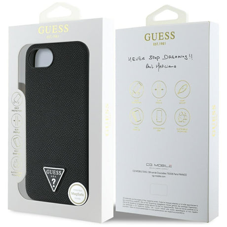 Husa de protectie Guess Grained PU Triangle Logo MagSafe (GUHMPSE4PGTSPSK) compatibil cu iPhone 16e / iPhone 17e, Negru