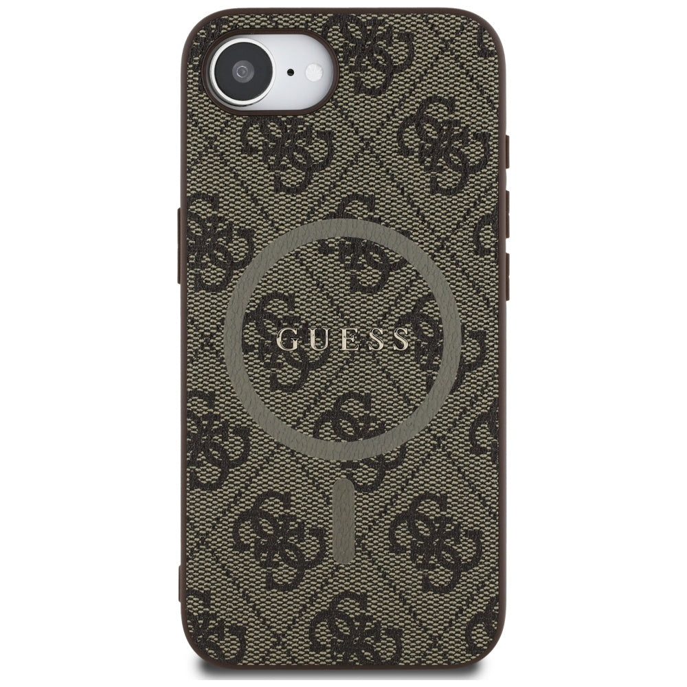 Husa de protectie Guess 4G Ring Classic Logo MagSafe (GUHMPSE4G4GFRW) compatibil cu iPhone 16e / iPhone 17e, Maro