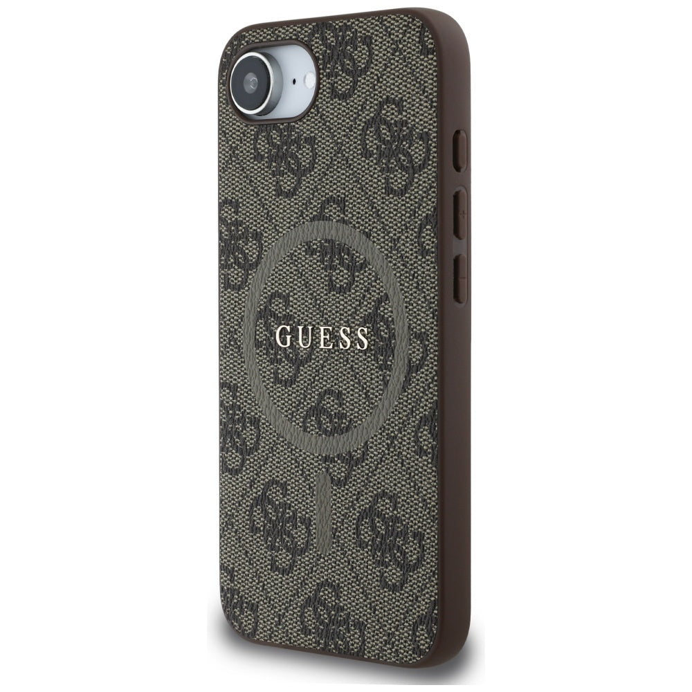 Husa de protectie Guess 4G Ring Classic Logo MagSafe (GUHMPSE4G4GFRW) compatibil cu iPhone 16e / iPhone 17e, Maro