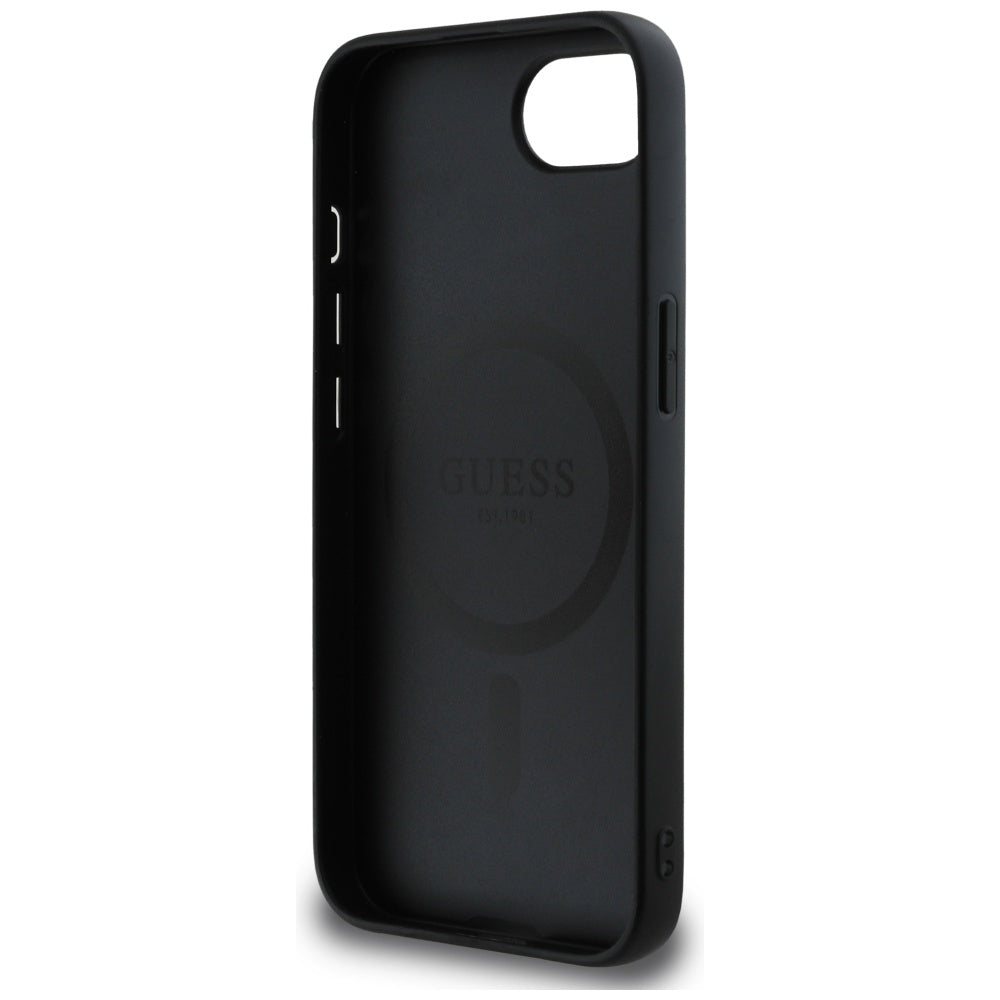 Husa de protectie Guess 4G Ring Triangle Logo MagSafe (GUHMPSE4P4TDPK) compatibil cu iPhone 16e / iPhone 17e, Negru