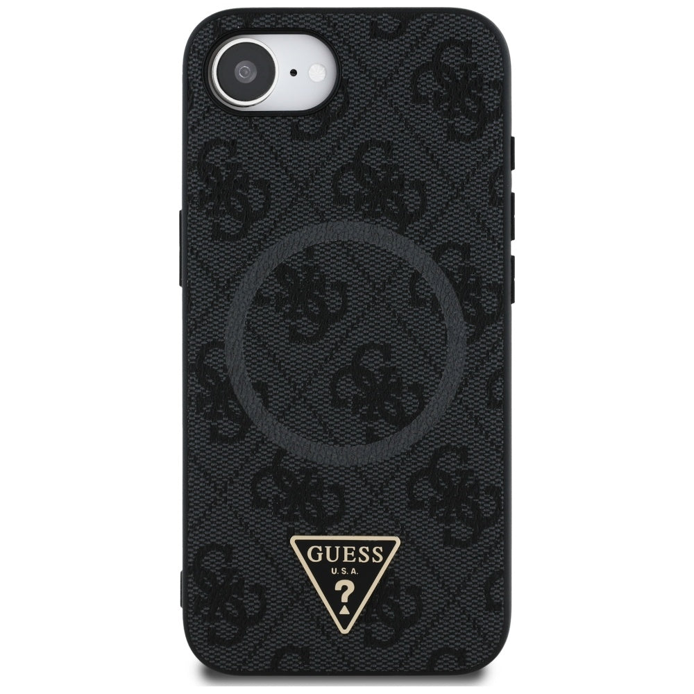 Husa de protectie Guess 4G Ring Triangle Logo MagSafe (GUHMPSE4P4TDPK) compatibil cu iPhone 16e / iPhone 17e, Negru