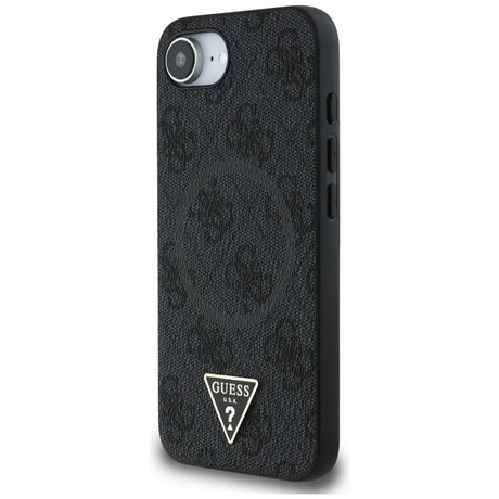 Husa de protectie Guess 4G Ring Triangle Logo MagSafe (GUHMPSE4P4TDPK) compatibil cu iPhone 16e / iPhone 17e, Negru