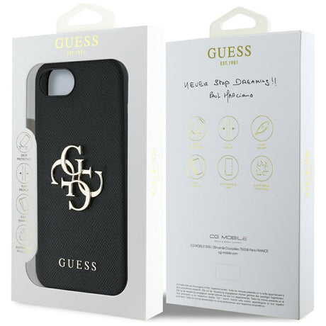 Husa de protectie Guess Hardcase 4G Grained Big and Classic Logo (GUHCPSE4PGT4MBK) compatibil cu iPhone 16e / iPhone 17e, Negru