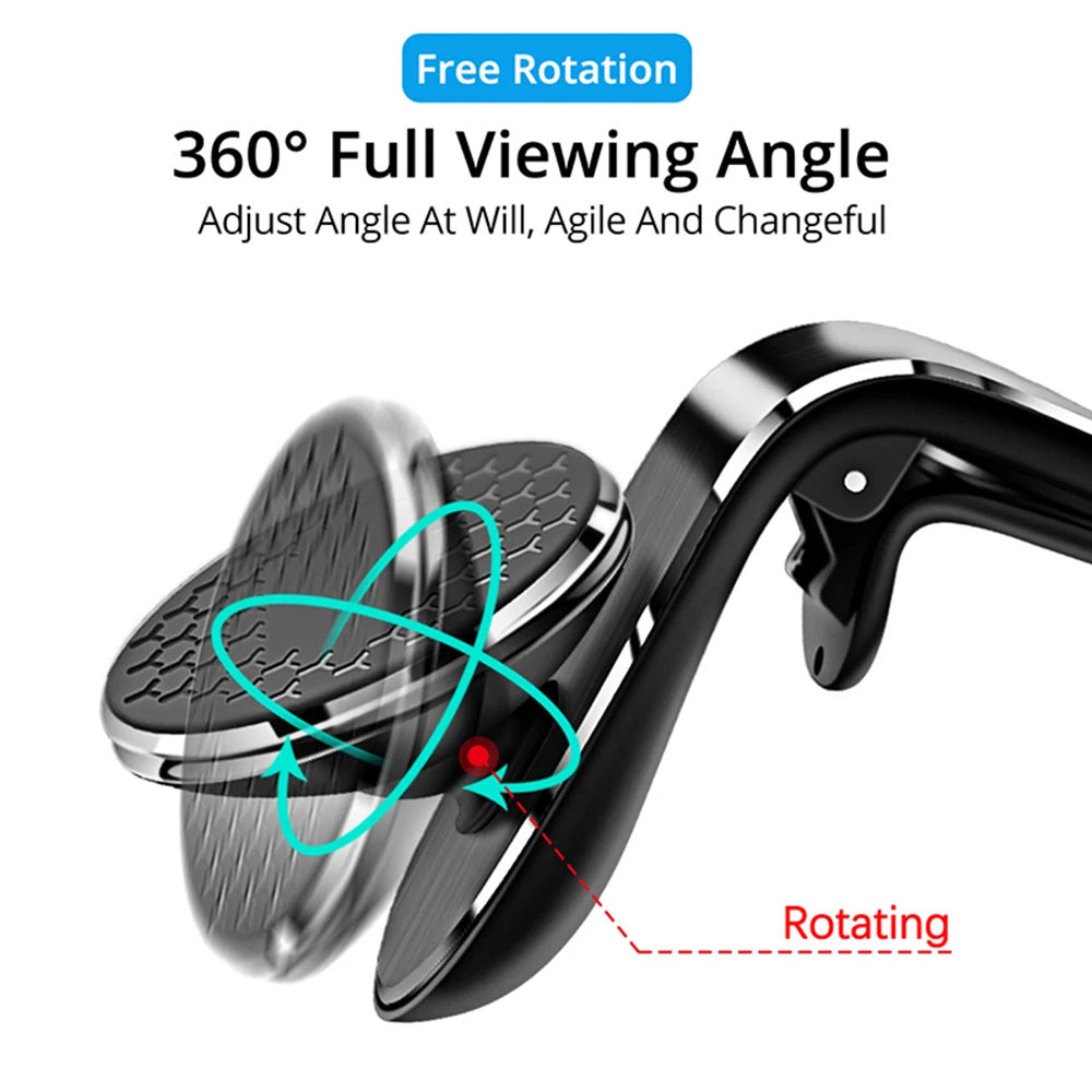 Suport Techsuit AirGrip (S8), Waterfall-Shaped, Magnetic N52 Secure Grip, for Air Vent, Clamp Grip, Negru / Silver