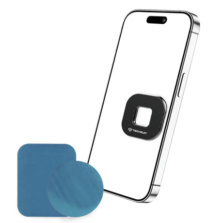 Suport Techsuit Phone Tiny Series (HOLD210), Dashboard Magnetic Grip, Multipurpose Use, Quadrilateral, 2 Metal Plates, Negru