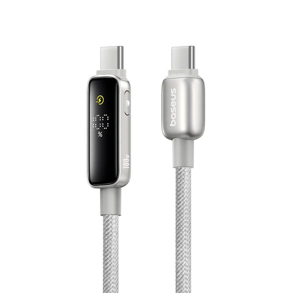 Cablu Baseus Vipow (P10381802851-00), Type-C, Fast Charging, Display, Sleep Mode, 100W, 1m, Galaxy Natural Titanium
