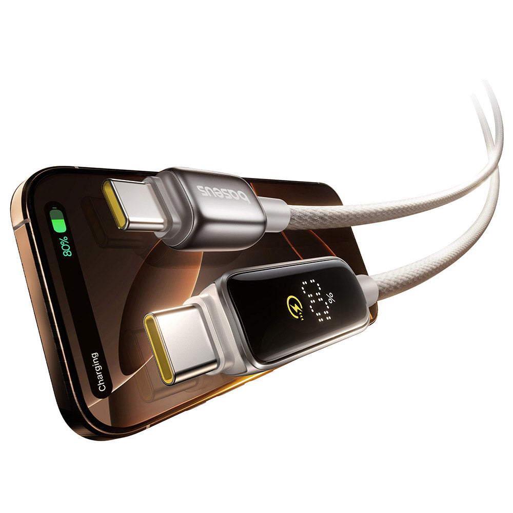 Cablu Baseus Vipow (P10381802851-00), Type-C, Fast Charging, Display, Sleep Mode, 100W, 1m, Galaxy Natural Titanium