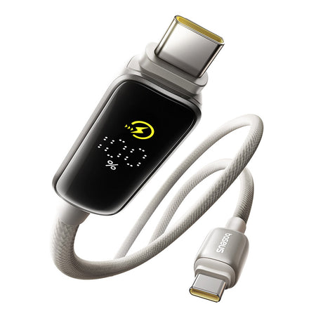 Cablu Baseus Vipow (P10381802851-00), Type-C, Fast Charging, Display, Sleep Mode, 100W, 1m, Galaxy Natural Titanium