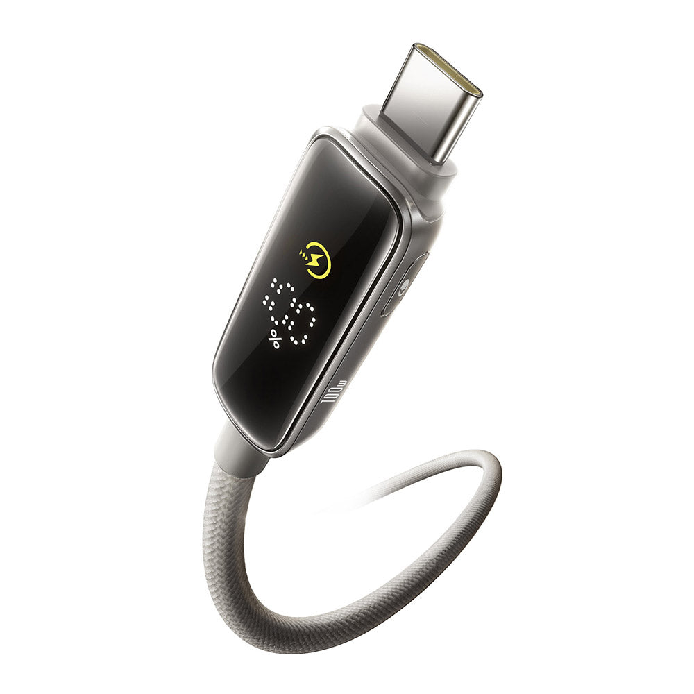 Cablu Baseus Vipow (P10381802851-01), Type-C, Fast Charging, Display, Sleep Mode, 100W, 2m, Galaxy Natural Titanium