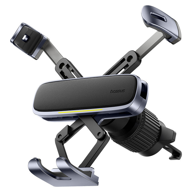 Suport Baseus (C40483401813-00), for Phone/Tablet, Leather Finish, Retractable Arms, Auto Clamping, Negru Silver
