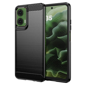 Husa de protectie Techsuit Carbon Silicone compatibil cu Motorola Moto G35, Negru
