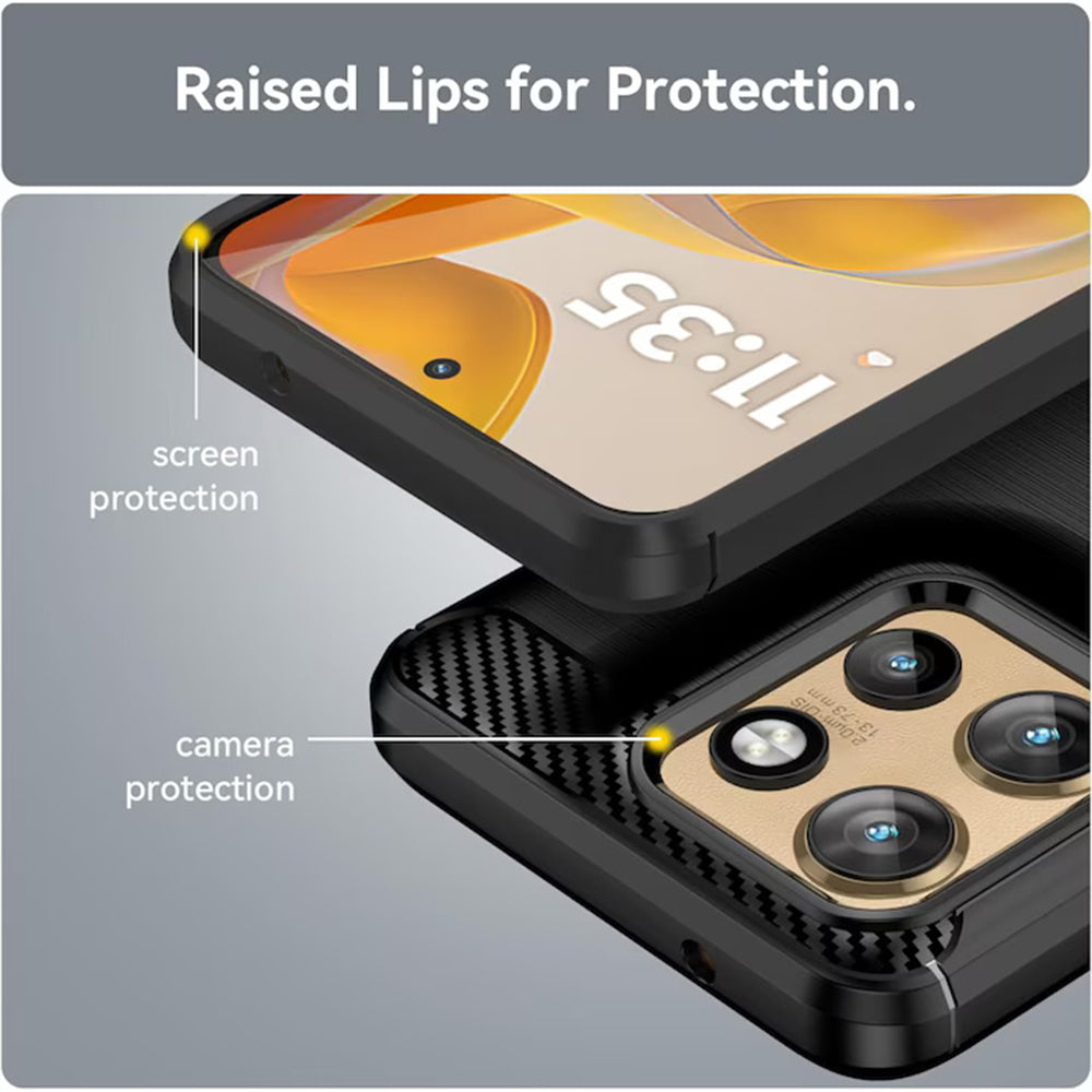 Husa de protectie Techsuit Carbon Silicone compatibil cu Motorola Edge 50 Neo / Edge 60 Neo / Motorola ThinkPhone 25, Negru