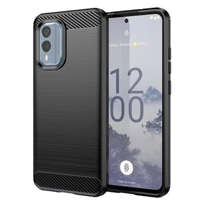Husa de protectie Techsuit Carbon Silicone compatibil cu Nokia X30, Negru