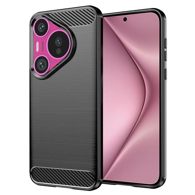 Husa de protectie Techsuit Carbon Silicone compatibil cu Huawei Pura 70, Negru