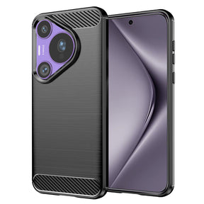Husa de protectie Techsuit Carbon Silicone compatibil cu Huawei Pura 70 Pro, Negru