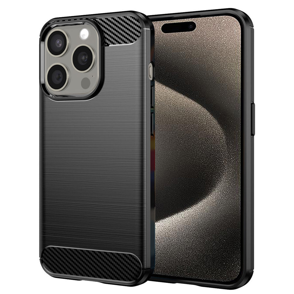 Husa de protectie Techsuit Carbon Silicone compatibil cu iPhone 15 Pro Max, Negru
