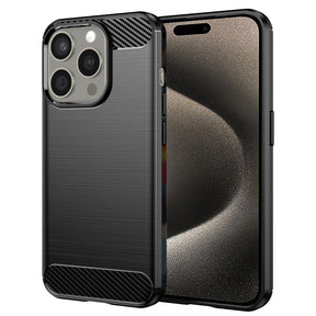 Husa de protectie Techsuit Carbon Silicone compatibil cu iPhone 15 Pro Max, Negru