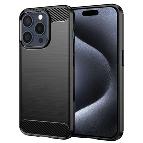 Husa de protectie Techsuit Carbon Silicone compatibil cu iPhone 15 Pro, Negru