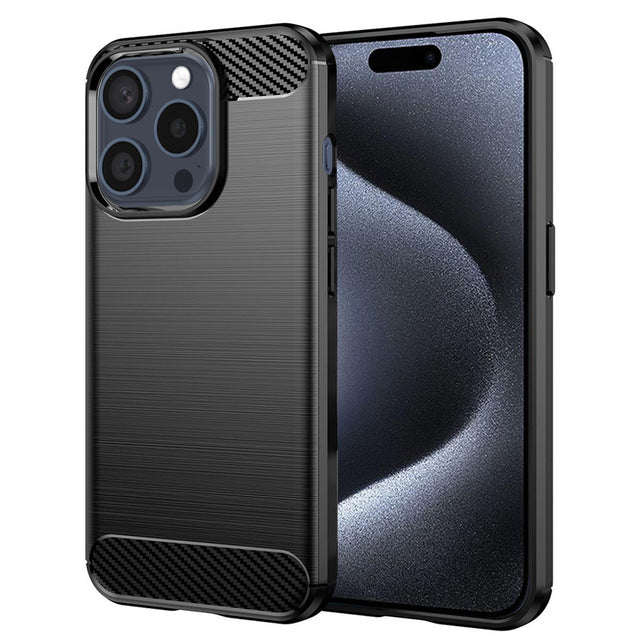 Husa de protectie Techsuit Carbon Silicone compatibil cu iPhone 15 Pro, Negru