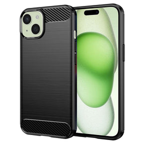 Husa de protectie Techsuit Carbon Silicone compatibil cu iPhone 15 Plus, Negru