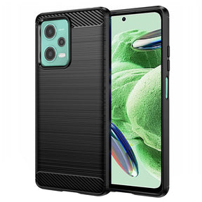 Husa de protectie Techsuit Carbon Silicone compatibil cu Xiaomi Redmi Note 12 5G / Poco X5, Negru
