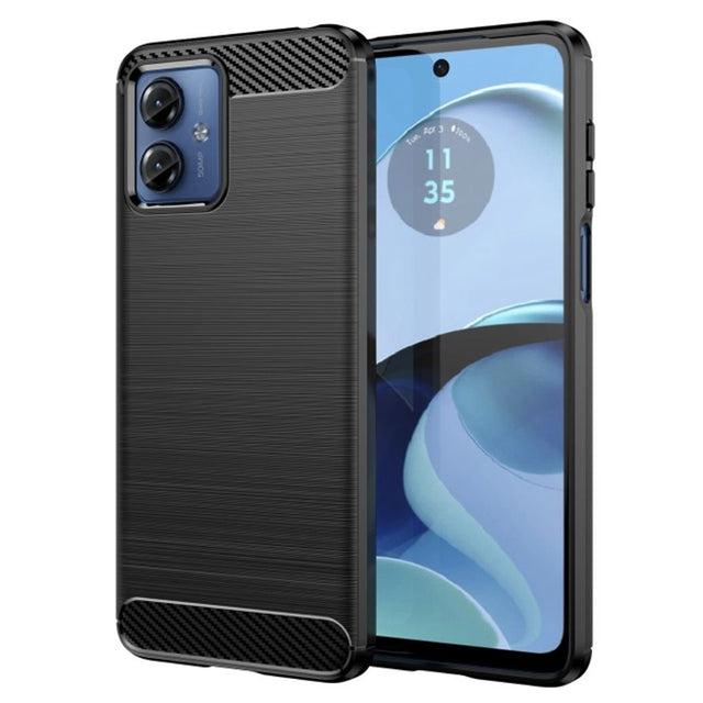 Husa de protectie Techsuit Carbon Silicone compatibil cu Motorola Moto G14, Negru