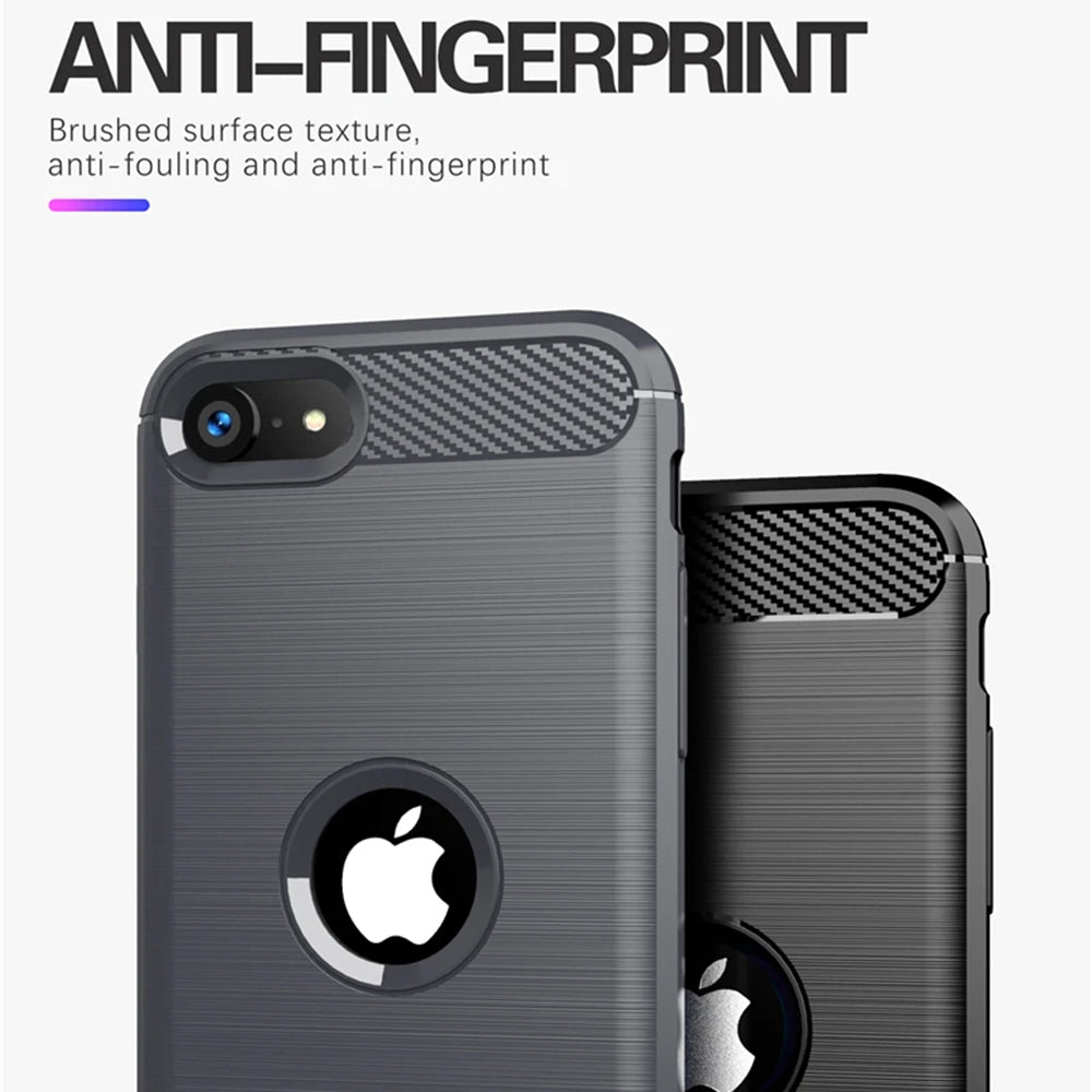 Husa de protectie TechSuit Carbon Silicone compatibil cu iPhone SE 2, SE 2020 / iPhone SE 3, SE 2022, Negru