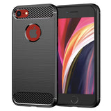 Husa de protectie TechSuit Carbon Silicone compatibil cu iPhone SE 2, SE 2020 / iPhone SE 3, SE 2022, Negru