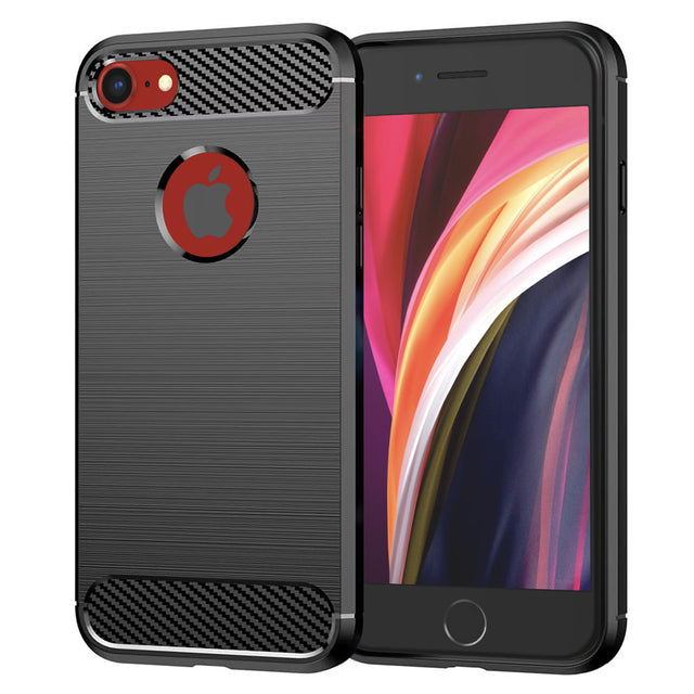 Husa de protectie TechSuit Carbon Silicone compatibil cu iPhone SE 2, SE 2020 / iPhone SE 3, SE 2022, Negru