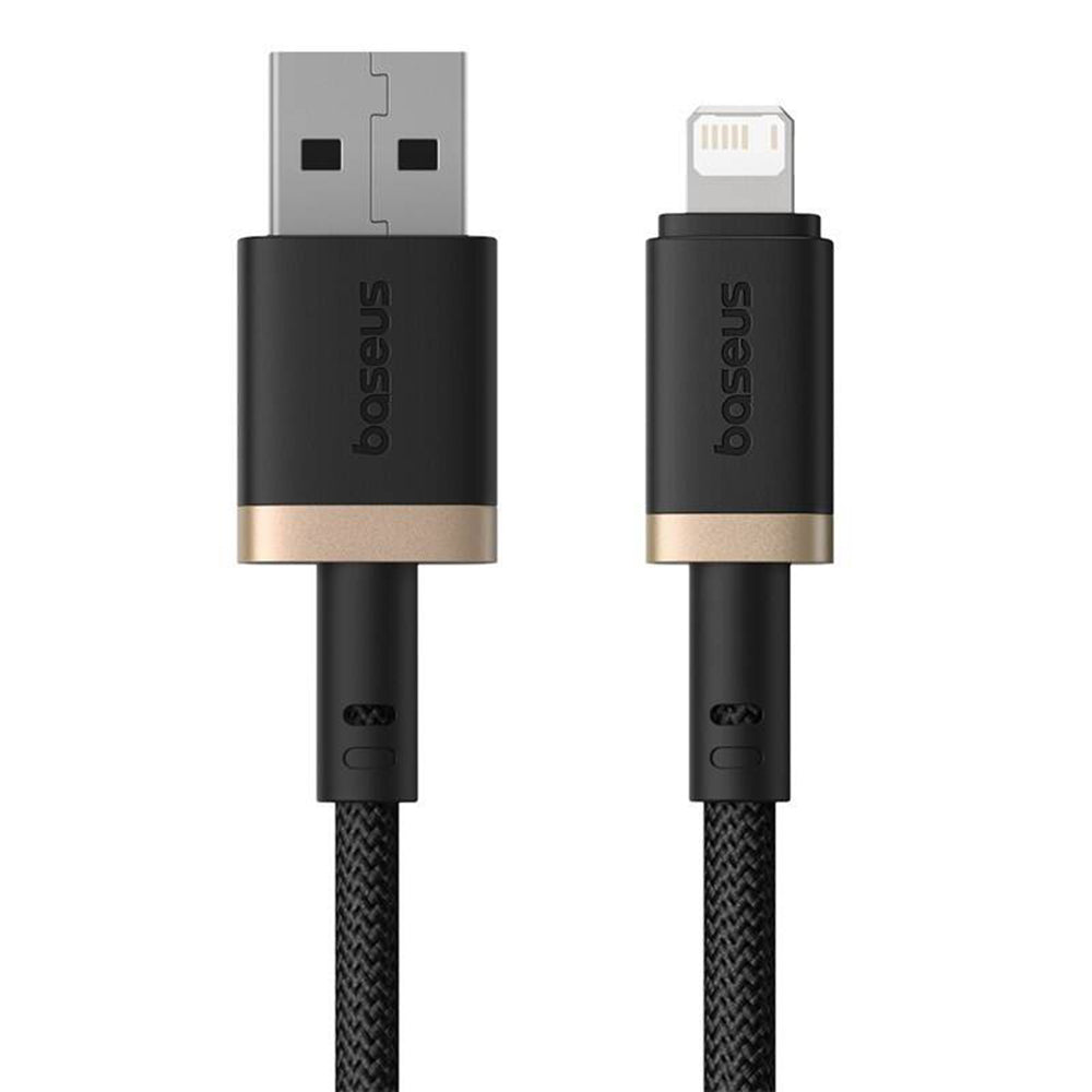 Cablu Baseus Dura Series (P10377801U01-02), USB to Lightning, Fast Charging, 480Mbps, 2.4A, Nylon, 2m, Auriu / Black