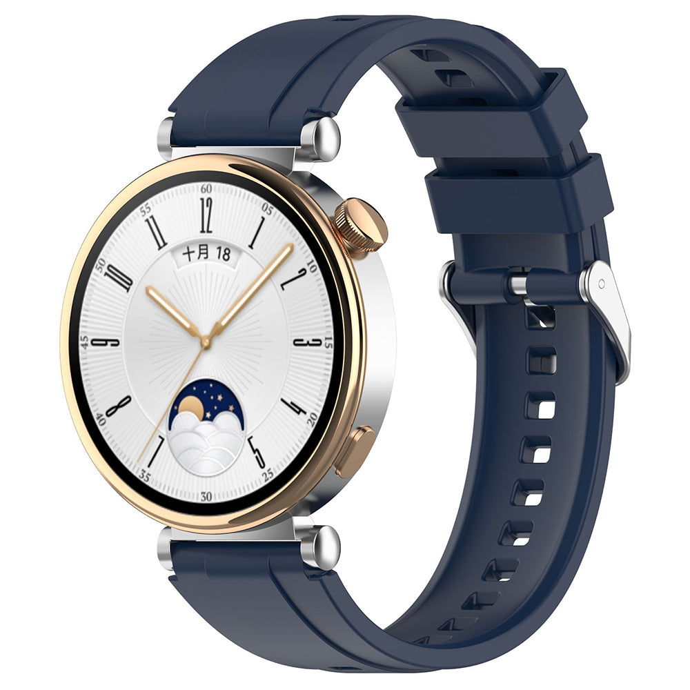 Curea smartwatch Techsuit Watchband 18mm (W075) compatibil cu Huawei Watch GT 4 (41mm)/W1/Honor Watch S1/Garmin Venu 2S/Vivoactive 4S, Bleumarin