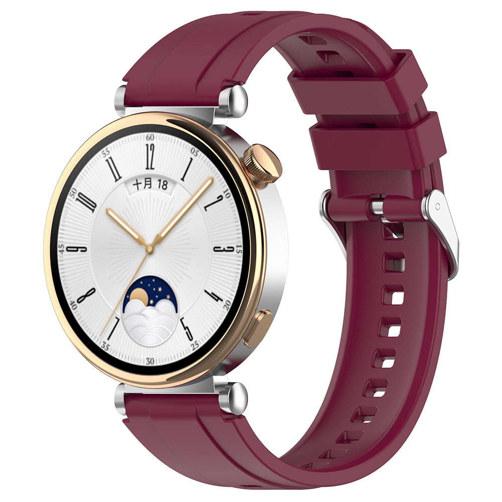 Curea smartwatch Techsuit Watchband 18mm (W075) compatibil cu Huawei Watch GT 4 (41mm)/W1/Honor Watch S1/Garmin Venu 2S/Vivoactive 4S, Bordo