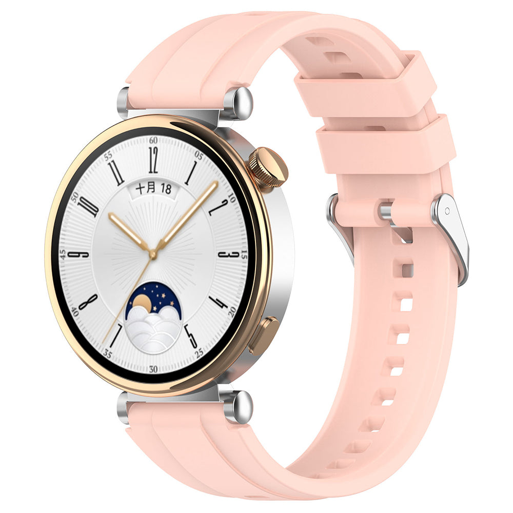Curea smartwatch Techsuit Watchband 18mm (W075) compatibil cu Huawei Watch GT 4 (41mm)/W1/Honor Watch S1/Garmin Venu 2S/Vivoactive 4S, Roz