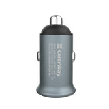 Incarcator ColorWay Mini Car (CW-CHA036Q-GR), 2x USB, Quick Charge 2.0 & 3.0, 36W, 3A, Huawei FCP, Auto ID Chip, 24V, Gri