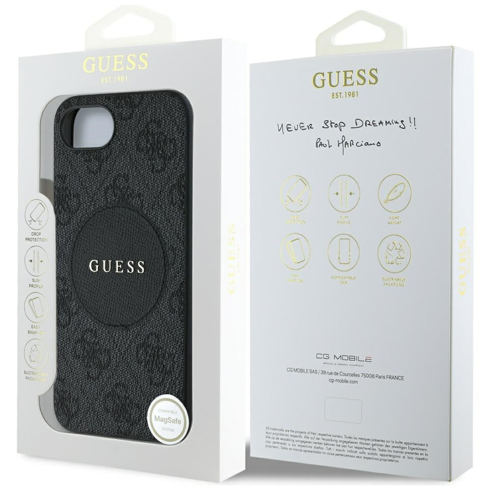 Husa de protectie Guess 4G Circle Classic Logo MagSafe (GUHMPSE4P4PGRSGW) compatibil cu iPhone 16e / iPhone 17e, Maro