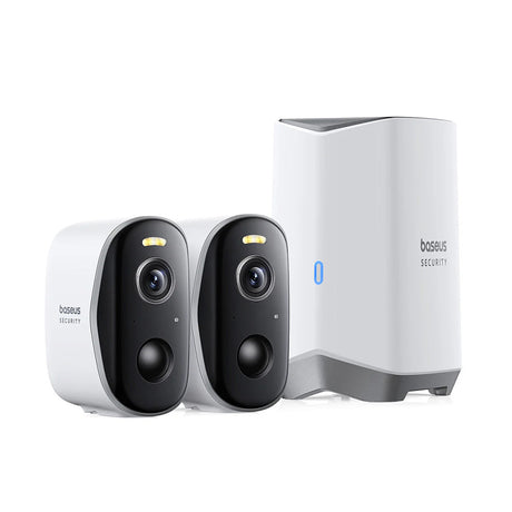 Baseus Outdoor Camera Security N1 (S0TW002131), 2K, 16GB, 2x Camera Kit, Two-way Talk, Night Vision, IP67, 7800mAh, Alb