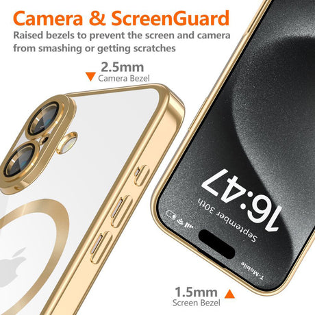 Husa de protectie Techsuit Luxury Crystal MagSafe compatibil cu iPhone 16e / iPhone 17e, Auriu