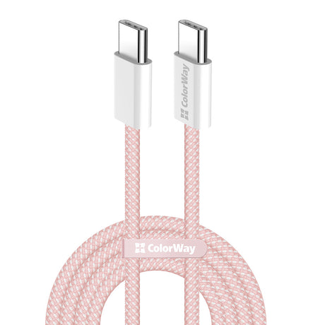 Cablu ColorWay (CW-CBPDCC061-P), for MacBook Pro, Type-C to Type-C, PD Fast Charging 60W, 3A, Nylon, 1m, Roz