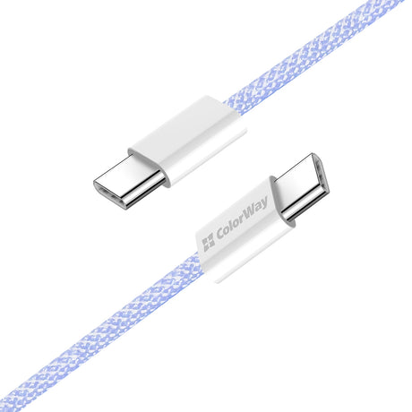 Cablu ColorWay (CW-CBPDCC061-PU), for MacBook Pro, Type-C to Type-C, PD Fast Charging 60W, 3A, Nylon, 1m, Mov