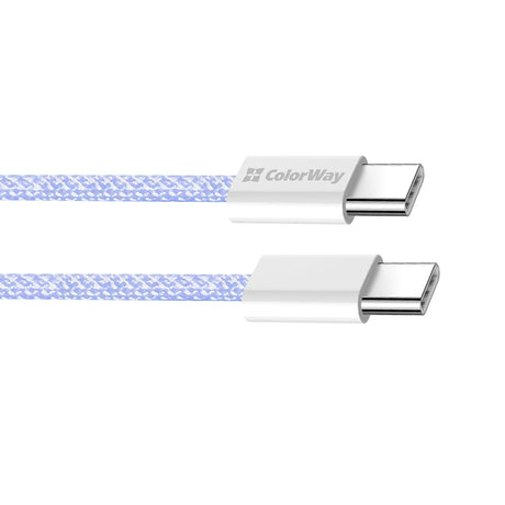 Cablu ColorWay (CW-CBPDCC061-PU), for MacBook Pro, Type-C to Type-C, PD Fast Charging 60W, 3A, Nylon, 1m, Mov